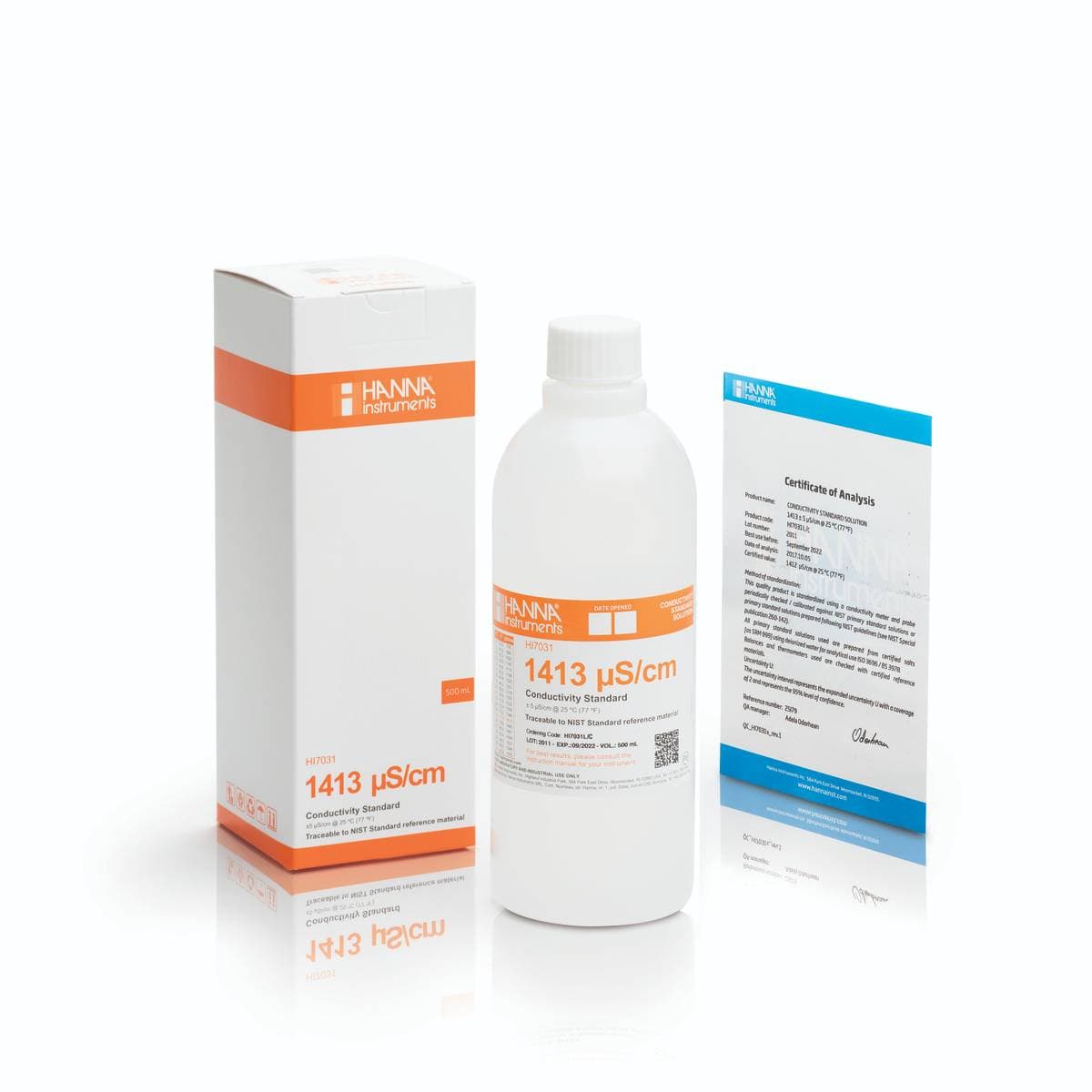 HANNA HI7031L/C EC-Kalibrierlösung mit Zertifikat, 500 ml